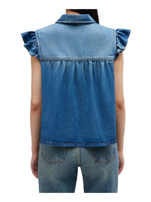 GANNITop denim con ruches e bottoni Ganni | A1040047091 TINT WASH